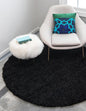 Unique Loom Solid Shag Collection Area Rug (5' 3" Round, Jet Black)