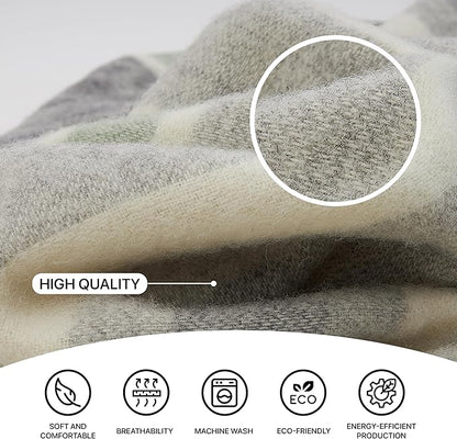 | Wool Blanket/Throw | 100% New Zealand Wool | Perfect for Home and Outdoors | Virgin Wool Throw with Fringes 75"x87" (190 x 220 cm)