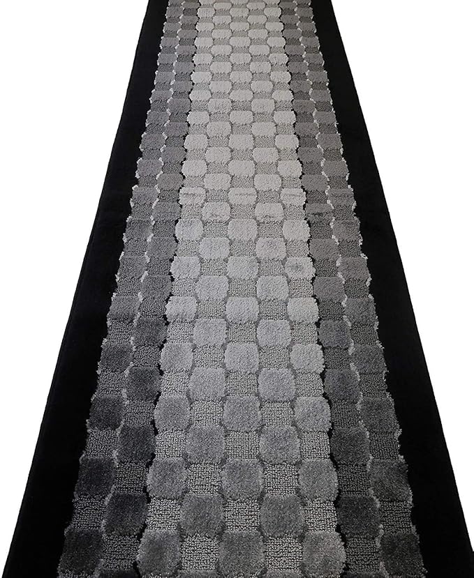Custom Length Hallway Runner Rug,Slip Resistant,Checkered Black, 26 Inch X 26 feet, Sold and Priced Per Foot