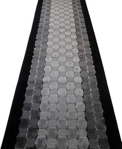 Custom Length Hallway Runner Rug,Slip Resistant,Checkered Black, 26 Inch X 30 feet, Sold and Priced Per Foot
