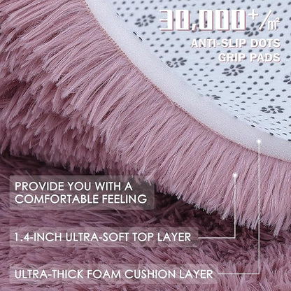 OLANLY 3x5 Machine Washable Small Bedside Rug, Soft Fluffy Shaggy Rugs for Living Room, Bedroom, Indoor Floor Carpet for Kids Girls and Boys, Preppy Dorms, Nursery, Home Decor Aesthetic, Blush