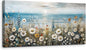 SERIMINO Coastal Landscape Wall Art Prints, Beach Daisy Large Canvas Prints, Wildflowers Paintings Modern Farmhouse Decor, Floral Pictures Wall Decor Living Room Dining Room Kitchen 20"X40"