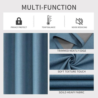 Joydeco Custom Light Blue Textured Total Blackout Curtain for Bedroom and Living Room. Grommet Textured Thermal Insulated Room Darkening Curtain 1 Panel (Custom Size and Color)