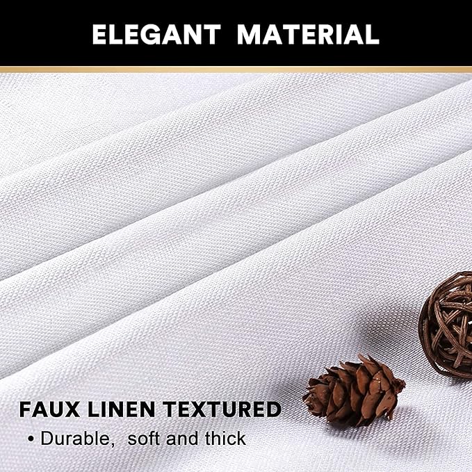 PrinceDeco Black Out Curtains 84 Inch Long 2 Panels Burg 100% Linen Blackout Curtains for Bedroom Living Room Anti-Rust Grommet Linen Blackout Drapes with White Liner,42 X 84, Pearl White