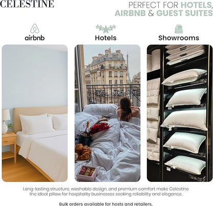 CELESTINE King Size Bed Pillows Set of 4 – Soft & Supportive Down Alternative Microfiber Filling, Plush White 36x20 Sleeping Pillows for Side and Back Sleepers, Breathable, Machine Washable