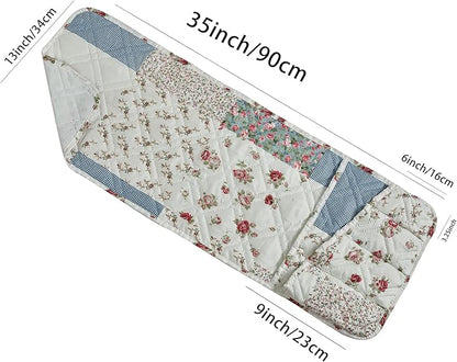 Brilliant Sunshine Pink Rose Patchwork Couch Armrest 5 Pockets Organizer, Slip Resistant Recliner Armchair Caddy, Washable Remote Controls Holder, Storage for Magazine, Tablet, Phone, iPad, Pink Blue