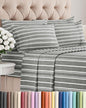 Cal King 6 Piece Sheet Set - Cooling & Breathable - Hotel Luxury Bedding, Includes Fitted Sheet for Women, Men, Kids & Teens - 1 Flat, 1 Fitted Sheet, 4 Pillowcases with Deep Pockets - Grey Stripes