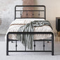 12 Inch Twin XL Bed Frames with Victorian Vintage Headboard and Footboard, No Box Spring Needed, Heavy Duty Metal Mattress Foundation, Noise Free, Easy Assembly, Black