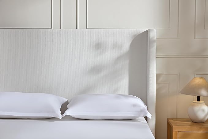 Upholstered Bed Frame with 54'' Nail Head Decorative Wing Back,Hand Buttoned Tufting Headboard Platform Bed Frame with Wooden Slats,No Box Spring Needed (Cream White, Queen)
