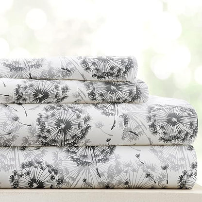 Linen Market 4 Piece California King Bedding Sheet Set (Gray Floral) - Sleep Better Than Ever with These Ultra-Soft & Cooling Bed Sheets for Your Cal King Size Bed - Deep Pocket Fits 16" Mattress