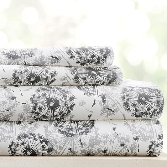 Linen Market 4 Piece California King Bedding Sheet Set (Gray Floral) - Sleep Better Than Ever with These Ultra-Soft & Cooling Bed Sheets for Your Cal King Size Bed - Deep Pocket Fits 16" Mattress