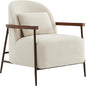 CHITA Accent Chair for Living Room, FSC Certified Modern Upholstered Faux Sherpa Fabric Armchair with Metal Frame and Wooden Armrests, Ivory