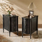 STO'SENSE Nightstand w/Charging Station & 3 Drawers, Pre-Assembled, Vintage Side Table w/Antique-Finished Pulls, Rustic Wood Finish, Narrow End Table w/Turned Legs for Bedroom (2, Black)
