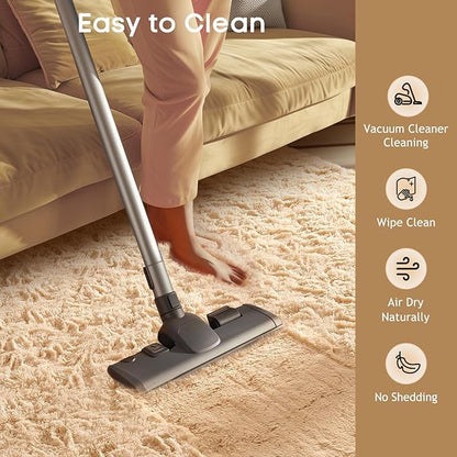 Ophanie 2x8 Runner Rug for Hallway, Upgrade Non-Slip Fluffy Soft Bedside Rugs, Bedroom Living Room Beige Shaggy Carpet for Kids Girls Boys Dorm Nursery Home Decor Aesthetic