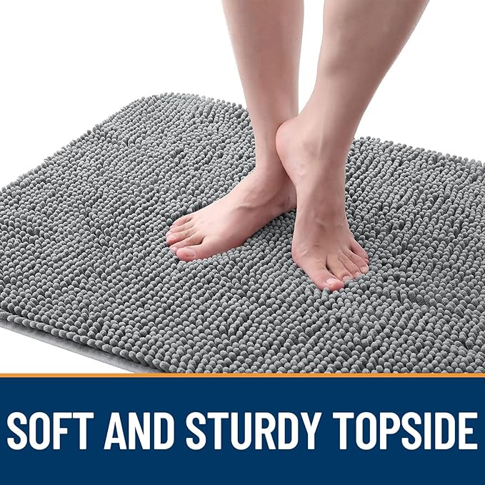 OLANLY Dog Door Mat for Muddy Paws 48x30, Absorbs Moisture and Dirt, Absorbent Non-Slip Washable Doormat, Quick Dry Chenille Mud Mat for Dogs, Entry Indoor Entryway Carpet for Inside Floor, Grey
