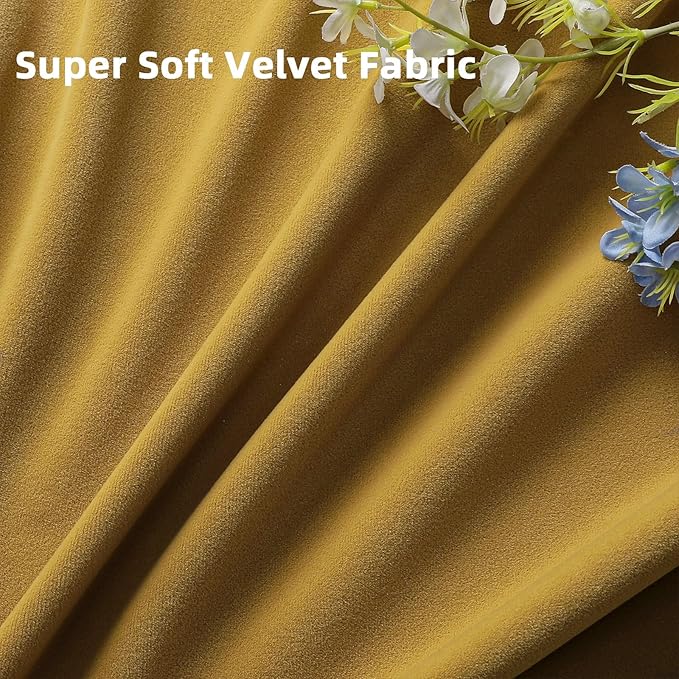Joydeco Brown Velvet Curtains 63 inch Length 2 Panels, Luxury Blackout Rod Pocket Thermal Insulated Window Curtains, Super Soft Room Darkening Drapes for Living Dining Room Bedroom,W52 x L63 inches