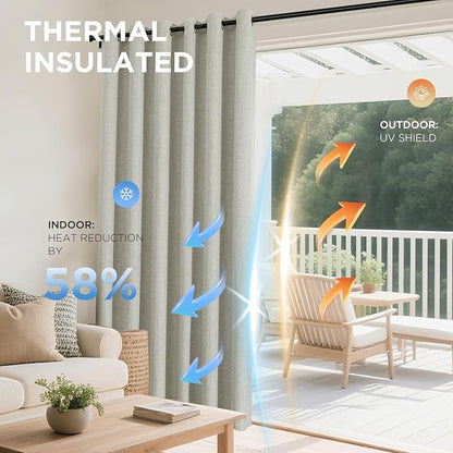 Joydeco Blackout Room Divider Curtains, Extra Wide Light Beige Sliding Door Drapes Living Room Curtains, 1 Panel 100W x 108L Inch Patio Door Drapes for Room Privacy