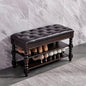 Shoe Storage Bench with Cushion, Entry Bench with Storage Solid Wood Shoe Bench Ideal for Entryway Living Room and Corridor (Walnut 31.5'')