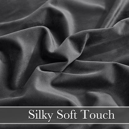 RYB Home Grey Velvet Curtains for Living Room - 84 inches Super Soft Luxury Back Tap Window Drapes Darkening Thermal Insulated Panels for Bedroom Sliding Door Dining Room, W52 x L84, 2 Pieces