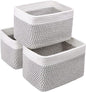 Small Cotton Rope Basket – Storage Bin for Organizing (10.6" x 6.7" x 6.7"), Bathroom Storage Basket for Shelf, Counter & Closet（White & Mixed Grey）