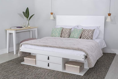 memomad Bali Storage Platform Bed with Drawers (Full Size, Off White)