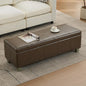 51" Faux Leather Storage Ottoman, Stitch Tufted Rectangle Upholstered End of Bed Storage Bench, Entryway Large Couch Ottoman with Wooden Legs, Coffee