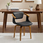 Art Leon Office Chair No Wheels - Mid Century Modern Swivel Desk Chair, Faux Leather Upholstered Accent Chair for Living Room Bedroom Study, Black