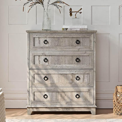 6 Drawer Dresser for Bedroom, 41" Tall Small Dressers & Chest of Drawers, Farmhouse Dresser with Metal Handle, Wood Storage Organizer Closet for Living Room, Hallway, Entryway
