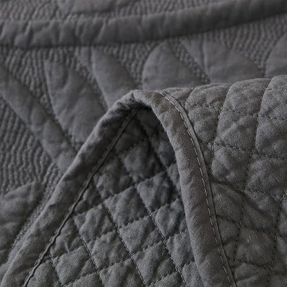 MarCielo 3-Piece 100% Cotton Oversized Bedspread Lightweight Quilt Coverlet Embroidery Farmhouse Bedding Set T0 (Dark Grey, Oversized Queen (100"x106"))