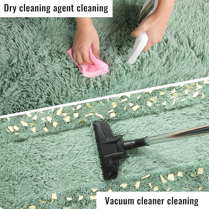 PAGISOFE Machine Washable Sage Green Runner Rugs for Bedroom Living Room Plush Fluffy Rug 2x6 Ft, Soft Carpet for Hallway, Non-Slip Indoor Floor Rugs for Nursery Kids Girls Room Home Decorative, Green