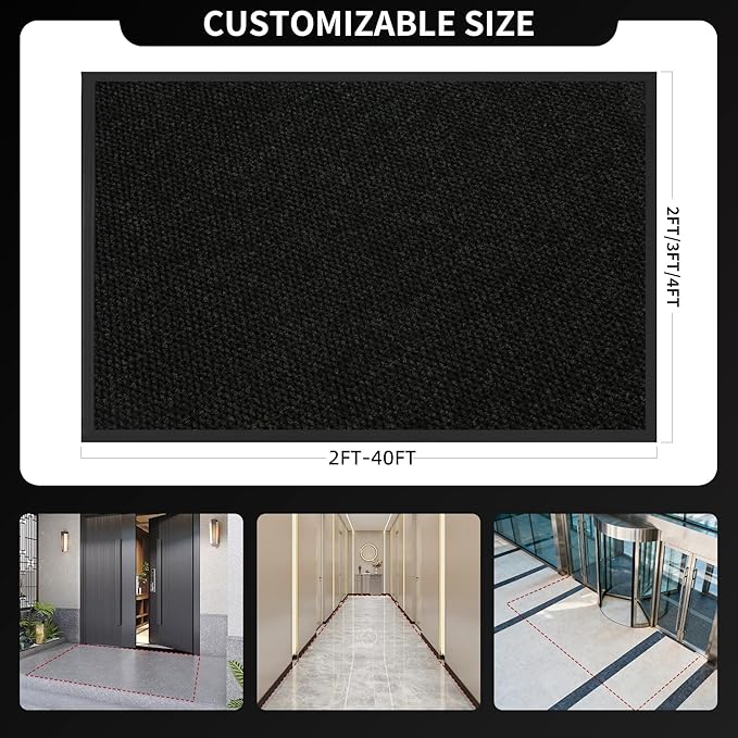 3ft x 35ft Front Door Mat Indoor Outdoor Entrance, Commercial Heavy Duty Entryway Matt, Non-Slip Rubber Backing Low Profile Doormat, Waterproof Dirt Trapper Welcome Mat for High Traffic Area