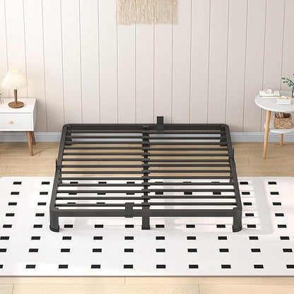 4 Inch King Heavy Duty 3500 lbs Bed Frame with Round-Corner Legs & Anti-Squeak Design – Quick Assembly Metal Platform, No Box Spring Needed