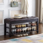 Shoe Storage Bench with Cushion, Entry Bench with Storage Solid Wood Shoe Bench Ideal for Entryway Living Room and Corridor (Black, 39.4'')