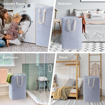 Lifewit Laundry Hamper Large Collapsible Laundry Basket, Freestanding Waterproof Clothes Hamper Storage with Easy Carry Handles for Clothes in Bedroom Bathroom College Dorm for Adults, Blue, 80L