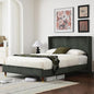 PINJU Full Size Bed Frame, Upholstered Platform Bed with Modern Vertical Striped Wingback Headboard with Wooden Slats, Easy to Assemble No Noise Free (Green, Full)