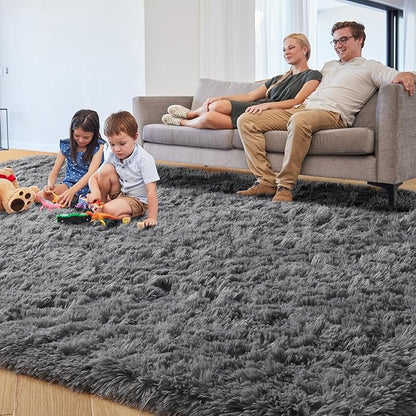 PAGISOFE Grey Washable Area Rugs for Living Room Bedroom Rug 5x8 Rugs Soft Plush Fluffy Rug for Dorm Room Classroom Home Office Nursery Thick Indoor Carpet Fuzzy Modern Farmhouse Rugs Kids Playroom