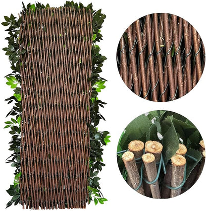 Sumery Expandable Fence Privacy Screen for Balcony Patio Outdoor,Decorative Faux Ivy Fencing Panel,Artificial Hedges (Single Sided Leaves) (4, Branches -Purple Fowers)