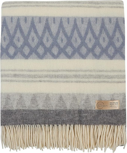 | Wool Blanket/Throw | 100% New Zealand Wool | Perfect for Home and Outdoors | Virgin Wool Throw with Fringes 67"x79" (170 x 200 cm)