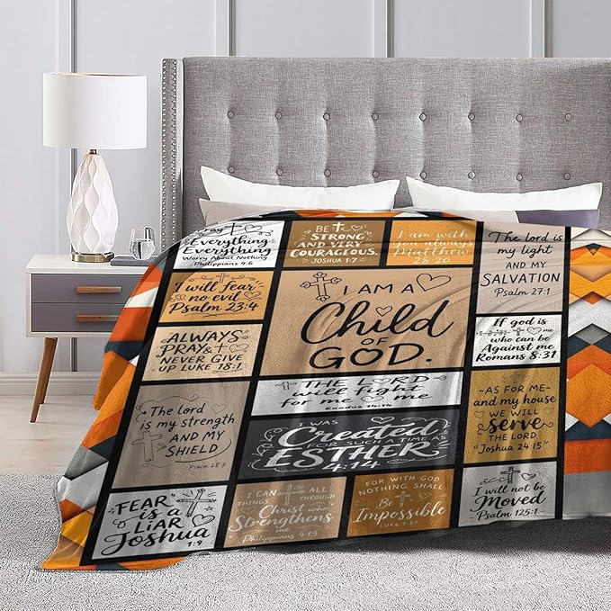 Christian Gift for Women, Bible Inspirational Throw Blanket for Couch, Soft Flannel Blanket, 50"x 60" Prayers Blankets for Bedroom Sofa Living Christmas Halloween Decoration