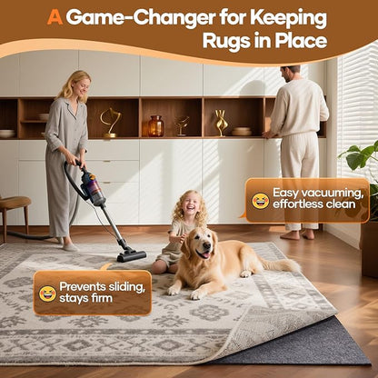 Veken Non Slip Cushioned Rug Pad Gripper 6 x 9 Ft, Felt and Silicone Backing, 1/8 inch Thick Carpet Liner for Hardwood Floors and Finishes, Under Area Rugs Anti Skid Mat, Keep Rugs Safe and in Place