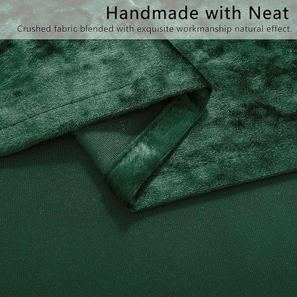 SMILETIME Forest Green Crushed Velvet Curtains 52x108 inch Luxurious Thermal Insulated Soundproof Drapes for Living Room Bedroom Office Soft and Durable Light-Filtering Window Treatments, 2 Panels