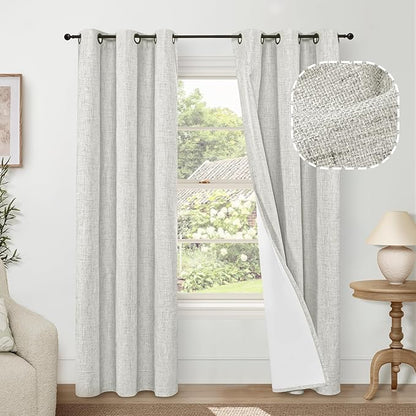 Linen Blackout Curtains for Living Room Narrow Window, Thermal Insulated Complete Light Blocking Soundproof Small Curtains for Bedroom, Each 38 Inch Wide 80 Inch Length 2 Panels, Light Grey