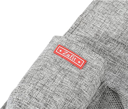 Zafit Linen Bedside Caddy, Bedside Storage Organizer for Hospital Beds, College Dorm Rooms or Baby Bed (4 Pockets-Grey)