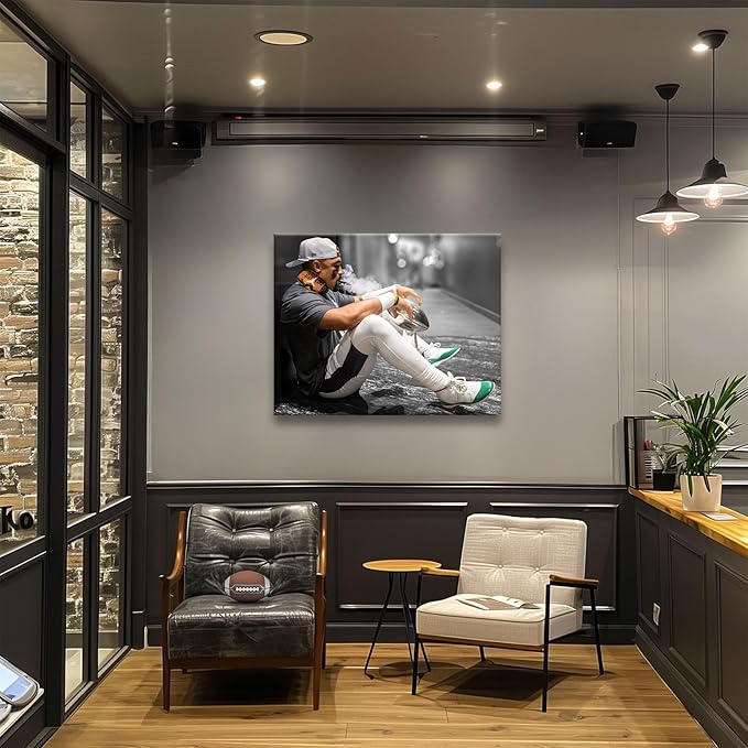B.B.F MAKE 2025 Super Canvas Bowl Wall Art Champions Eagles Poster Print Philadelphia Hurts Painting Canvas Wall Decor Sports Star Picture Modern Bedroom Living Room Home Decoration, Framed 16x20inch