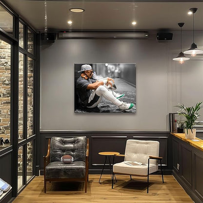 B.B.F MAKE 2025 Super Canvas Bowl Wall Art Champions Eagles Poster Print Philadelphia Hurts Painting Canvas Wall Decor Sports Star Picture Modern Bedroom Living Room Home Decoration, Framed 16x20inch