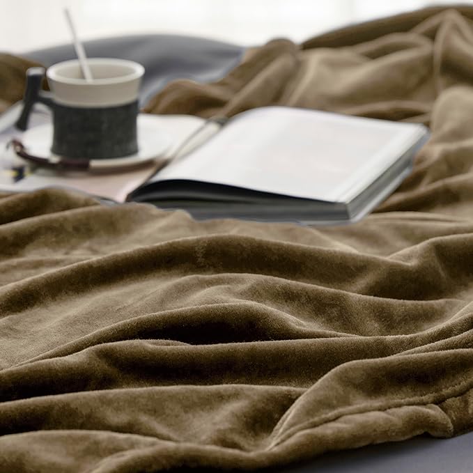 Bedsure GentleSoft Fleece Throw XL Blanket Camel - 300GSM Soft Lightweight Plush Cozy Blankets for Bed, Sofa, Couch, Travel, Camping, 50x70 inches