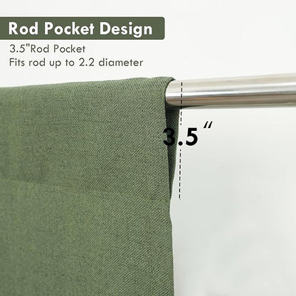 DriftAway Double Layer Linen Blackout Tie Up Curtains Thermal Insulated Fully Lined Balloon Roman Shade Bathroom Window Adjustable Rod Pocket for Small Window 31 Inch by 47 Inch Olive Green