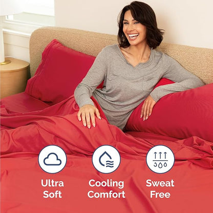 Twin Size 3 Piece Sheet Set - Comfy Breathable & Cooling Bed Sheets Set - Hotel Luxury Bedding for Women, Men, Kids, Teens, Boys and Girls - Deep Pockets, Ultra-Soft & Wrinkle Free - Oeko-Tex - Red
