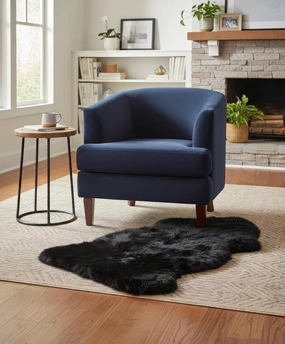 Super Area Rugs Black Sheepskin Rug Genuine Single 2x3ft Pelt Fluffy Fur Seat Cushion and Chair Cover