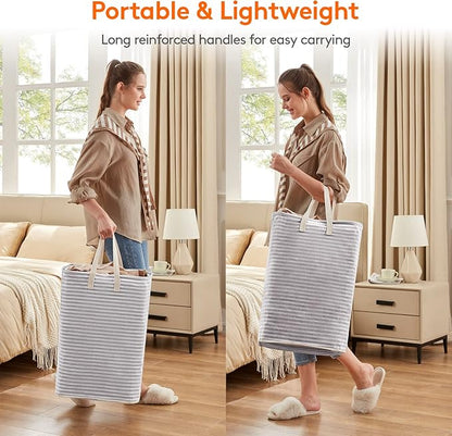 Lifewit 2 Pack Laundry Hamper Large Collapsible Laundry Baskets, Freestanding Waterproof Clothes Hamper with Easy Carry Handles in Laundry Room Bedroom Bathroom College Dorm for Adults, Grey, 2 x 80L